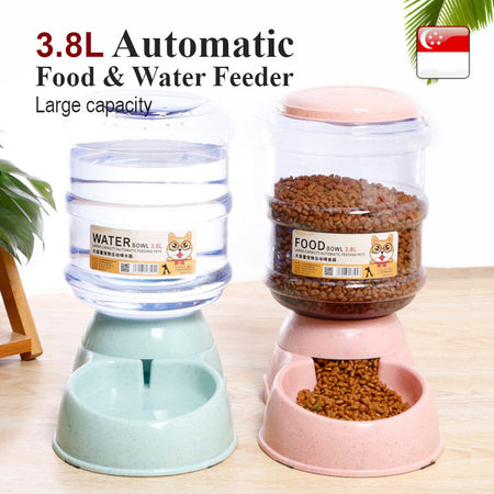 3.8L Automatic Pet Food/Water Feeder | Water Feeder | Food Feeder | Water Dispenser | Cat Dog Accessories